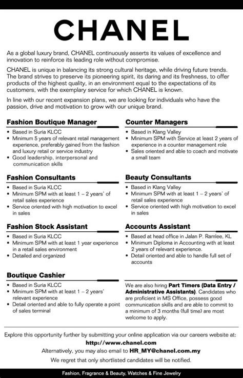 chanel hourly pay|chanel job description.